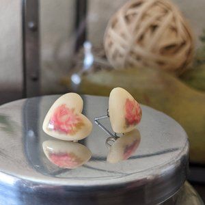 Claire's Heart Shaped Vintage Floral Studs